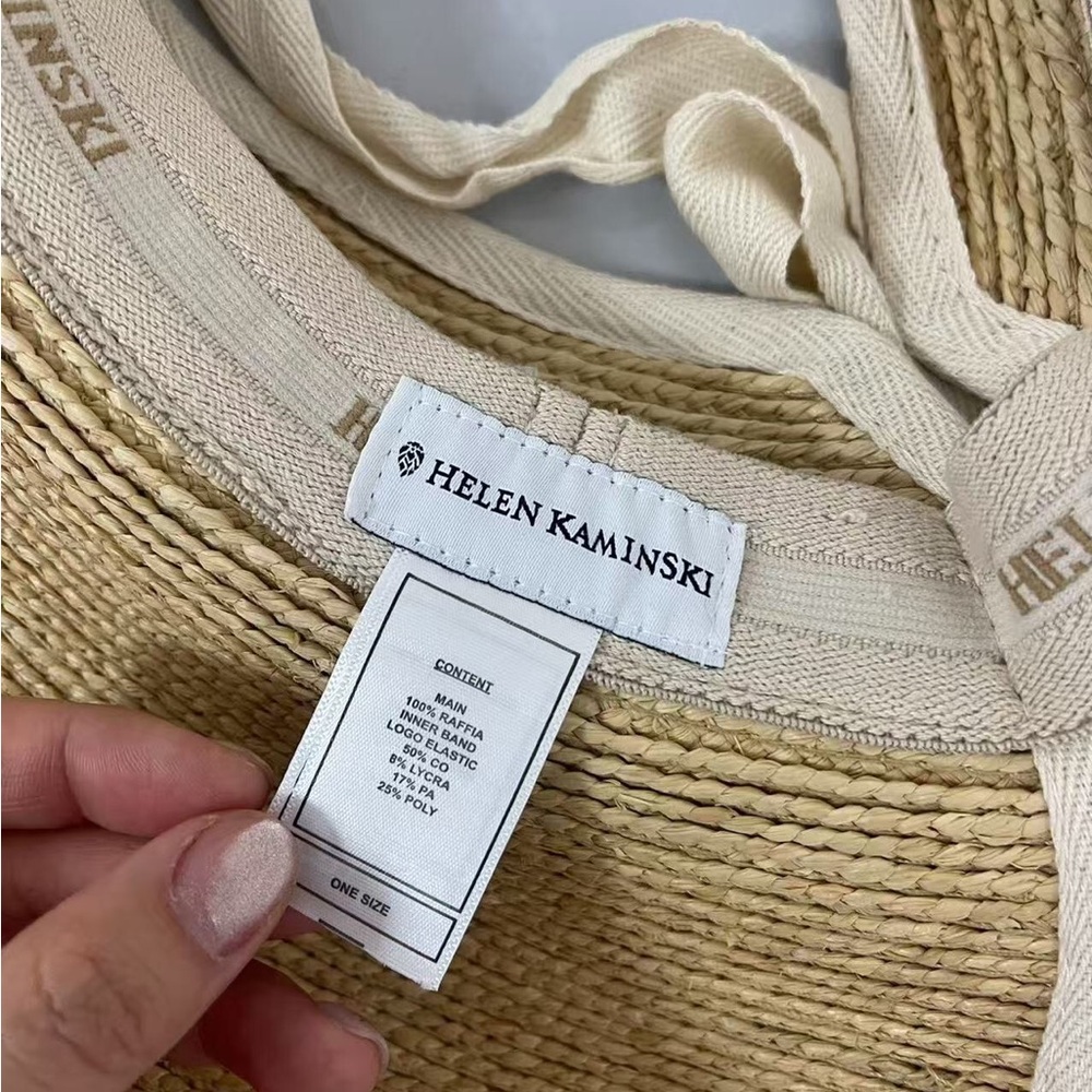Helen Kaminski Natural Straw Visor with Cream Trim - Picture 5 of 6